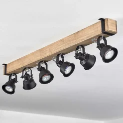 Plafonnier Safari Ecru, Noir, 6 Lumieres