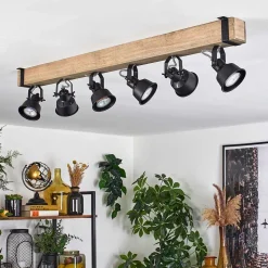 Plafonnier Safari Ecru, Noir, 6 Lumieres