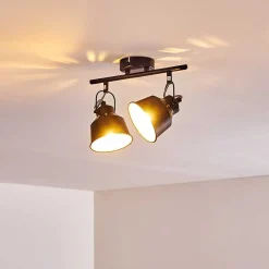 Plafonnier Safari Noir, 2 Lumieres