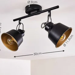 Plafonnier Safari Noir, 2 Lumieres