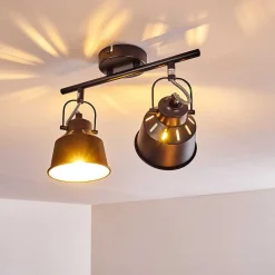 Plafonnier Safari Noir, 2 Lumieres