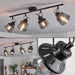 Plafonnier Safari Noir, 4 Lumieres