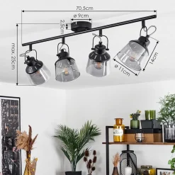 Plafonnier Safari Noir, 4 Lumieres