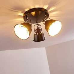 Plafonnier Safari Noir, 3 Lumieres