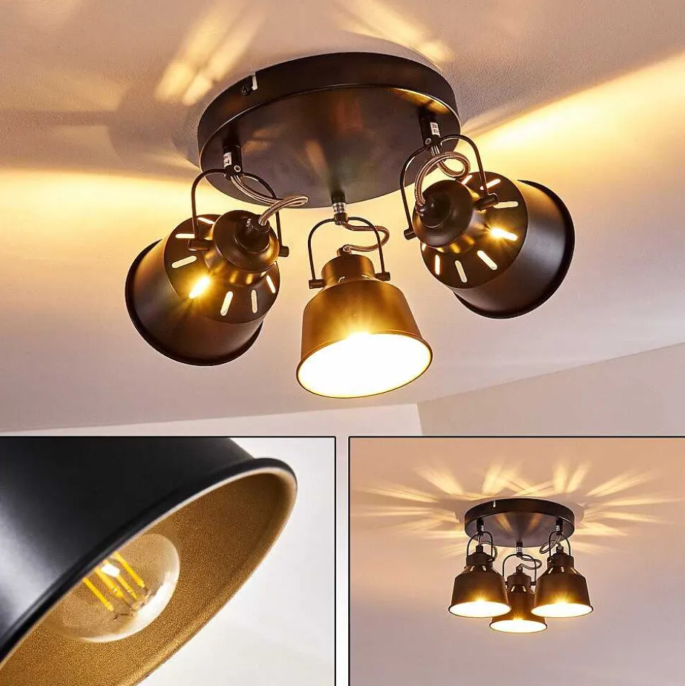 Plafonnier Safari Noir, 3 Lumieres