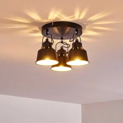 Plafonnier Safari Noir, 3 Lumieres