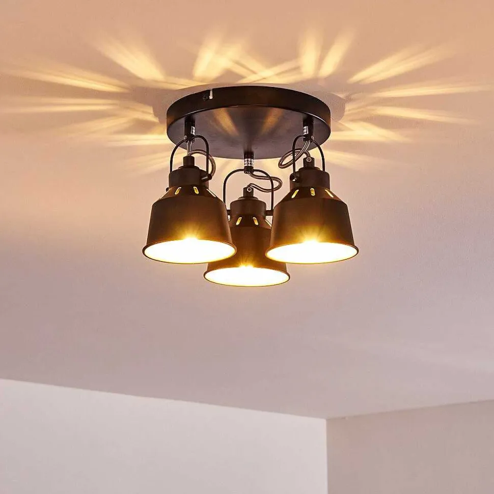 Plafonnier Safari Noir, 3 Lumieres