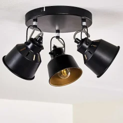 Plafonnier Safari Noir, 3 Lumieres