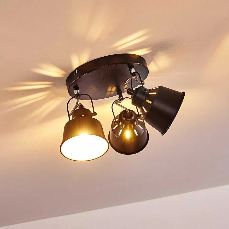 Plafonnier Safari Noir, 3 Lumieres