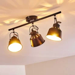 Plafonnier Safari Noir Dore, 3 Lumieres