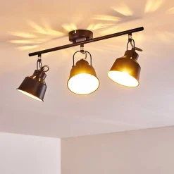 Plafonnier Safari Noir Dore, 3 Lumieres