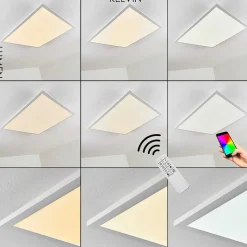 Plafonnier Salmi Led Aluminium, Blanc, 1 Lumiere, Telecommandes