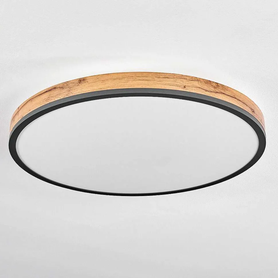 Plafonnier Salmi Led Anthracite, Brun, Couleur Bois, Noir, 1 Lumiere, Telecommandes