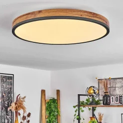 Plafonnier Salmi Led Anthracite, Brun, Couleur Bois, Noir, 1 Lumiere, Telecommandes