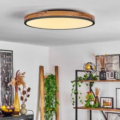 Plafonnier Salmi Led Anthracite, Brun, Couleur Bois, Noir, 1 Lumiere, Telecommandes