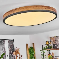 Plafonnier Salmi Led Anthracite, Brun, Couleur Bois, Noir, 1 Lumiere, Telecommandes