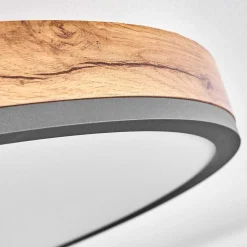 Plafonnier Salmi Led Anthracite, Brun, Couleur Bois, Noir, 1 Lumiere, Telecommandes