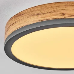 Plafonnier Salmi Led Anthracite, Brun, Couleur Bois, 1 Lumiere