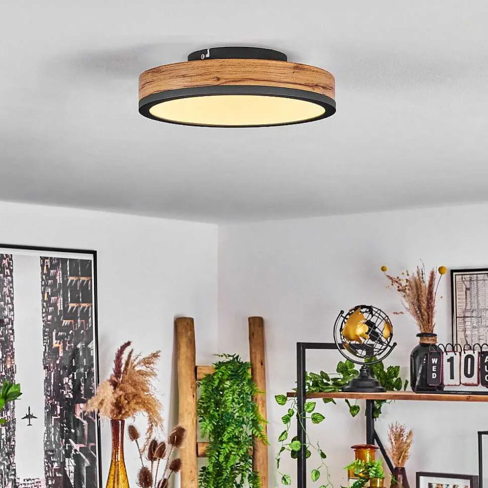 Plafonnier Salmi Led Anthracite, Brun, Couleur Bois, 1 Lumiere