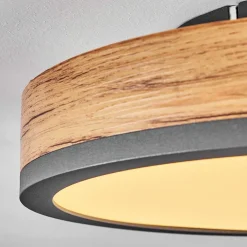 Plafonnier Salmi Led Anthracite, Brun, Couleur Bois, 1 Lumiere