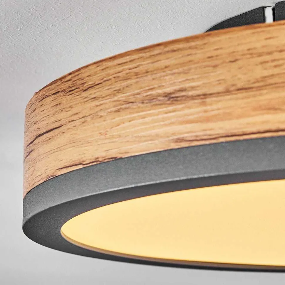 Plafonnier Salmi Led Anthracite, Brun, Couleur Bois, 1 Lumiere