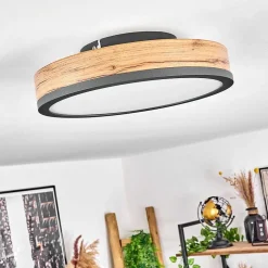 Plafonnier Salmi Led Anthracite, Brun, Couleur Bois, 1 Lumiere