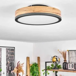 Plafonnier Salmi Led Anthracite, Brun, Couleur Bois, 1 Lumiere