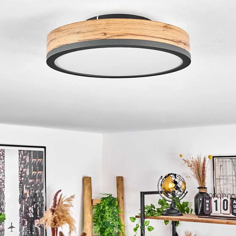 Plafonnier Salmi Led Anthracite, Brun, Couleur Bois, 1 Lumiere