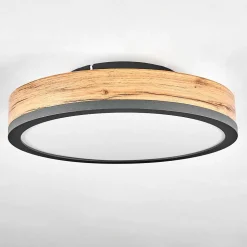 Plafonnier Salmi Led Anthracite, Brun, Couleur Bois, 1 Lumiere