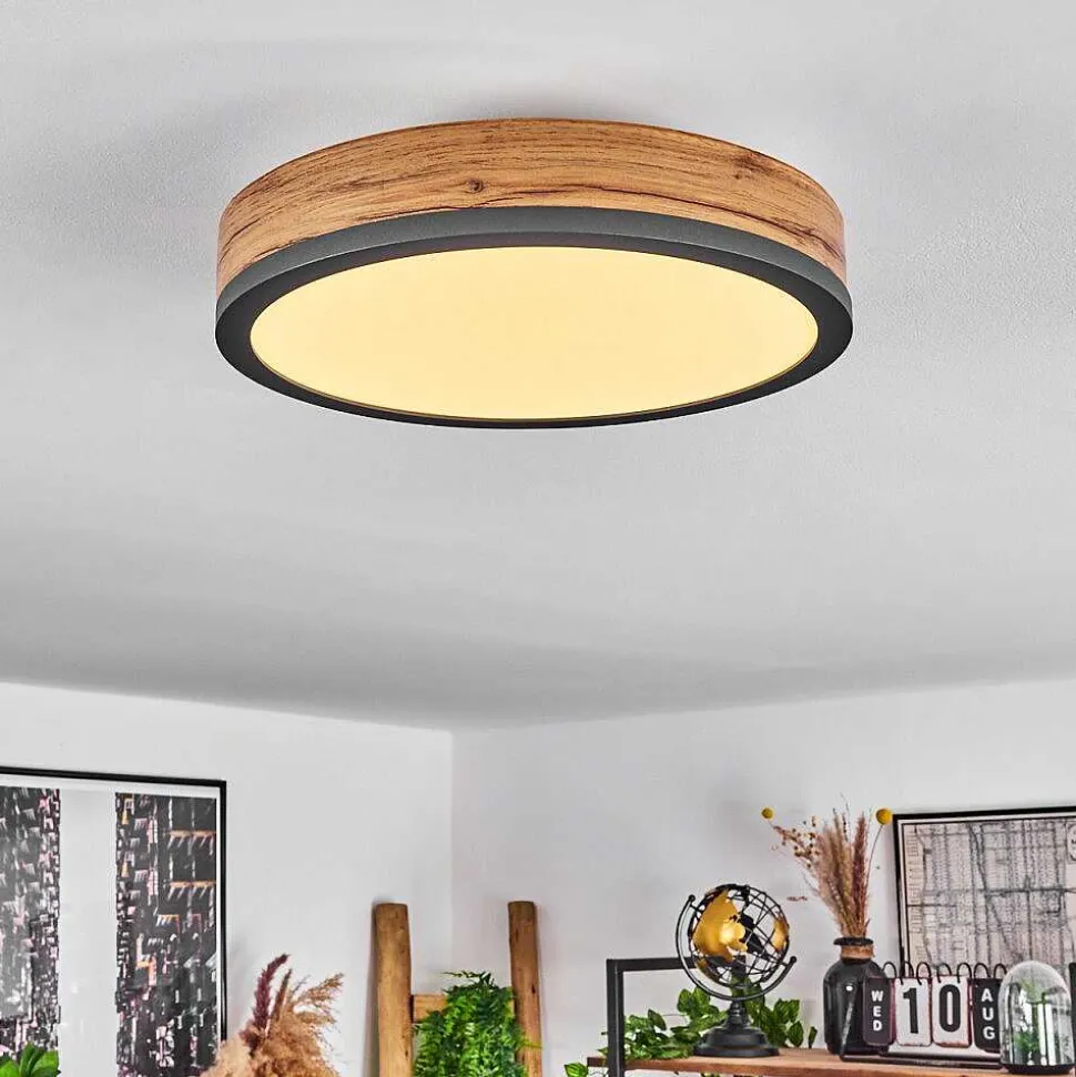 Plafonnier Salmi Led Anthracite, Brun, Couleur Bois, 1 Lumiere