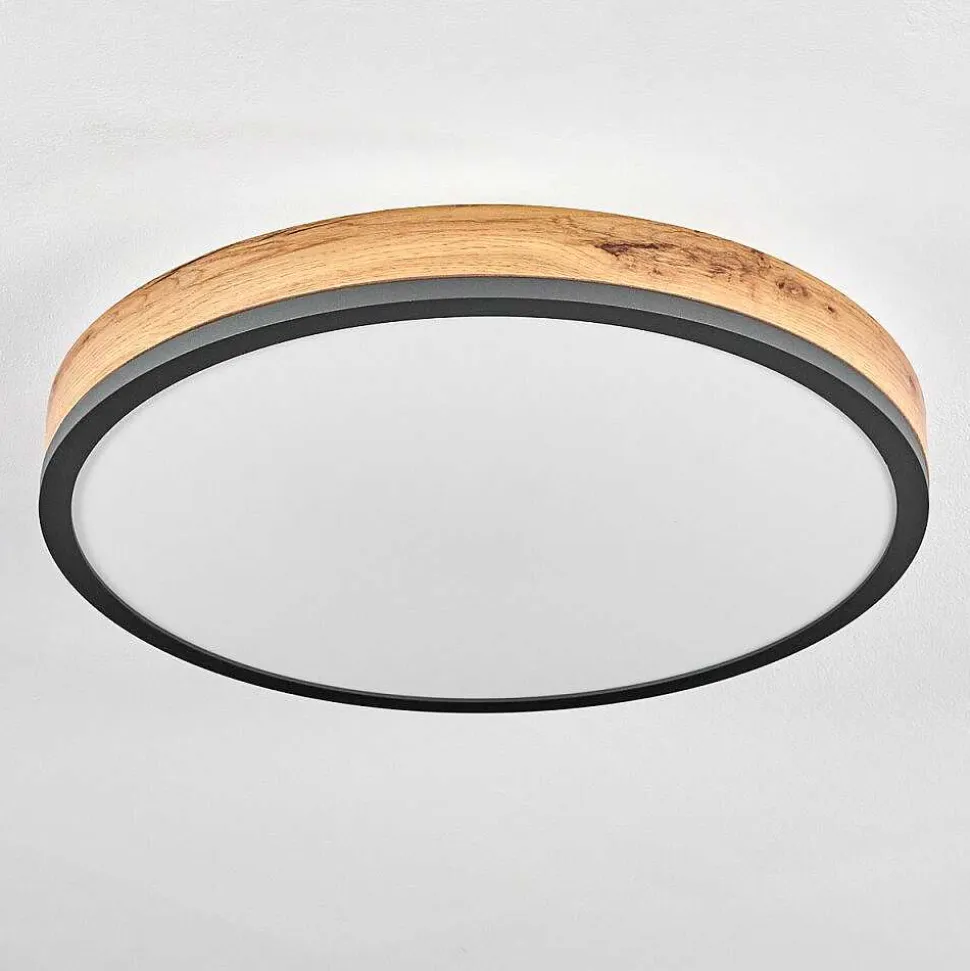 Plafonnier Salmi Led Anthracite, Brun, Couleur Bois, Noir, 1 Lumiere, Telecommandes