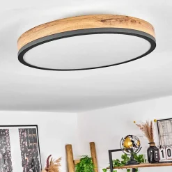 Plafonnier Salmi Led Anthracite, Brun, Couleur Bois, Noir, 1 Lumiere, Telecommandes