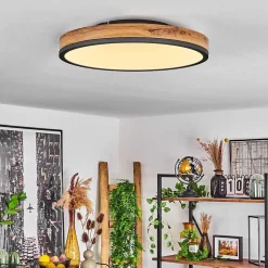 Plafonnier Salmi Led Anthracite, Brun, Couleur Bois, Noir, 1 Lumiere, Telecommandes