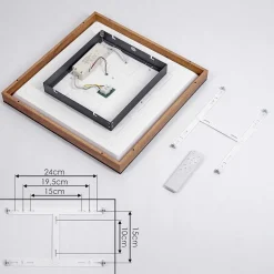 Plafonnier Salmi Led Brun, Couleur Bois, Noir, 1 Lumiere, Telecommandes