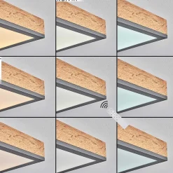 Plafonnier Salmi Led Brun, Couleur Bois, Noir, 1 Lumiere, Telecommandes