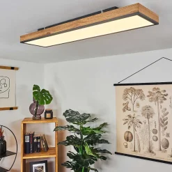 Plafonnier Salmi Led Couleur Bois, Noir, Blanc, 1 Lumiere