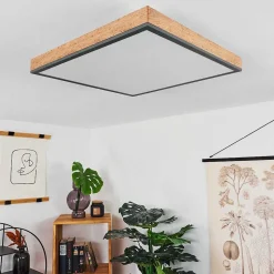 Plafonnier Salmi Led Couleur Bois, Noir, Blanc, 1 Lumiere