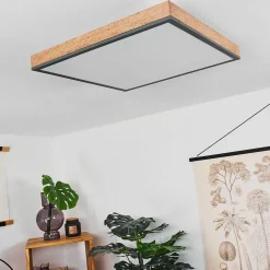 Plafonnier Salmi Led Couleur Bois, Noir, Blanc, 1 Lumiere