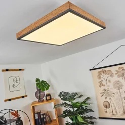 Plafonnier Salmi Led Couleur Bois, Noir, Blanc, 1 Lumiere