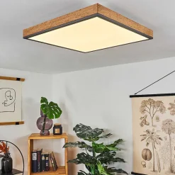 Plafonnier Salmi Led Couleur Bois, Noir, Blanc, 1 Lumiere