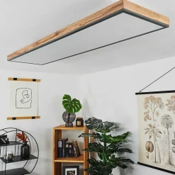 Plafonnier Salmi Led Couleur Bois, Noir, Blanc, 1 Lumiere, Telecommandes