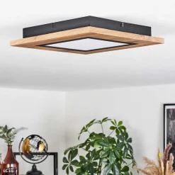 Plafonnier Salmi Led Couleur Bois, Noir, 1 Lumiere