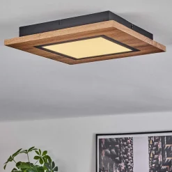 Plafonnier Salmi Led Couleur Bois, Noir, 1 Lumiere