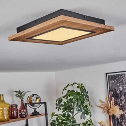 Plafonnier Salmi Led Couleur Bois, Noir, 1 Lumiere