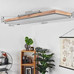 Plafonnier Salmi Led Couleur Bois, Noir, Blanc, 1 Lumiere