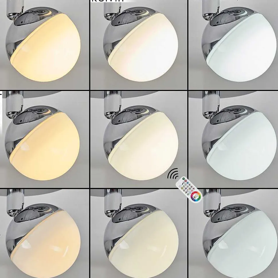 Plafonnier Sanchequias Led Chrome, 1 Lumiere, Telecommandes, Changeur De Couleurs
