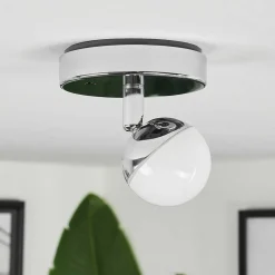 Plafonnier Sanchequias Led Chrome, 1 Lumiere, Telecommandes, Changeur De Couleurs