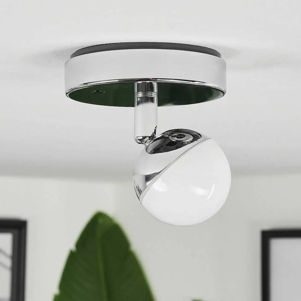 Plafonnier Sanchequias Led Chrome, 1 Lumiere, Telecommandes, Changeur De Couleurs