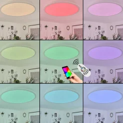 Plafonnier Sani Led Blanc, 1 Lumiere, Telecommandes, Changeur De Couleurs