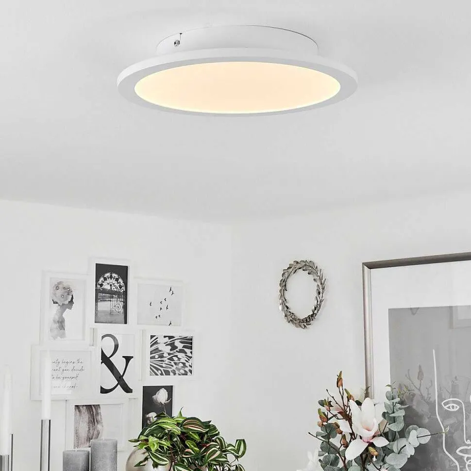 Plafonnier Sani Led Blanc, 1 Lumiere, Telecommandes, Changeur De Couleurs